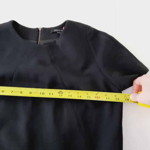 Judith & Charles Canada Top Short Sleeve Zip Back Wool Designer Modern Black 8 - Picture 8 of 9